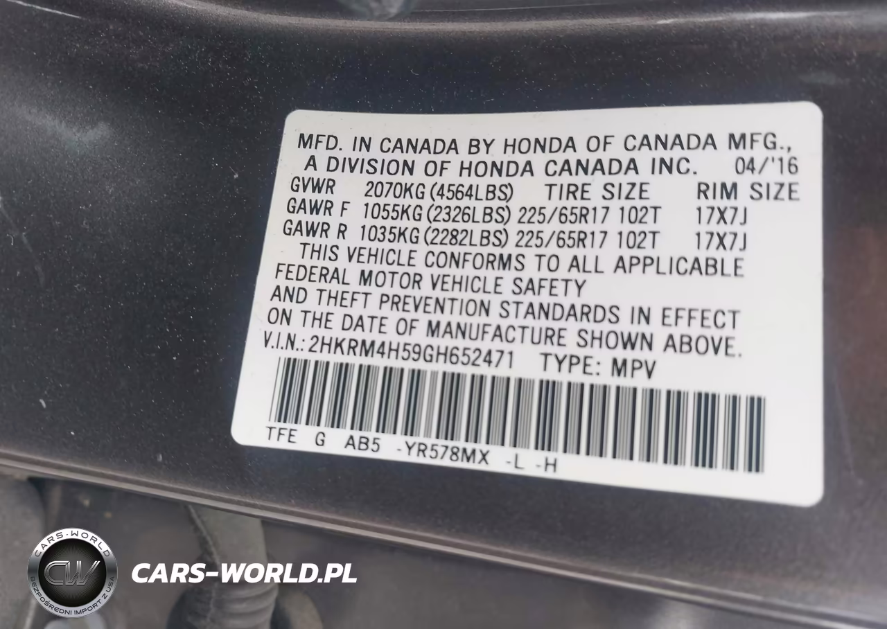2016 Honda Cr-V Ex VIN:2HKRM4H59GH652471 - 9