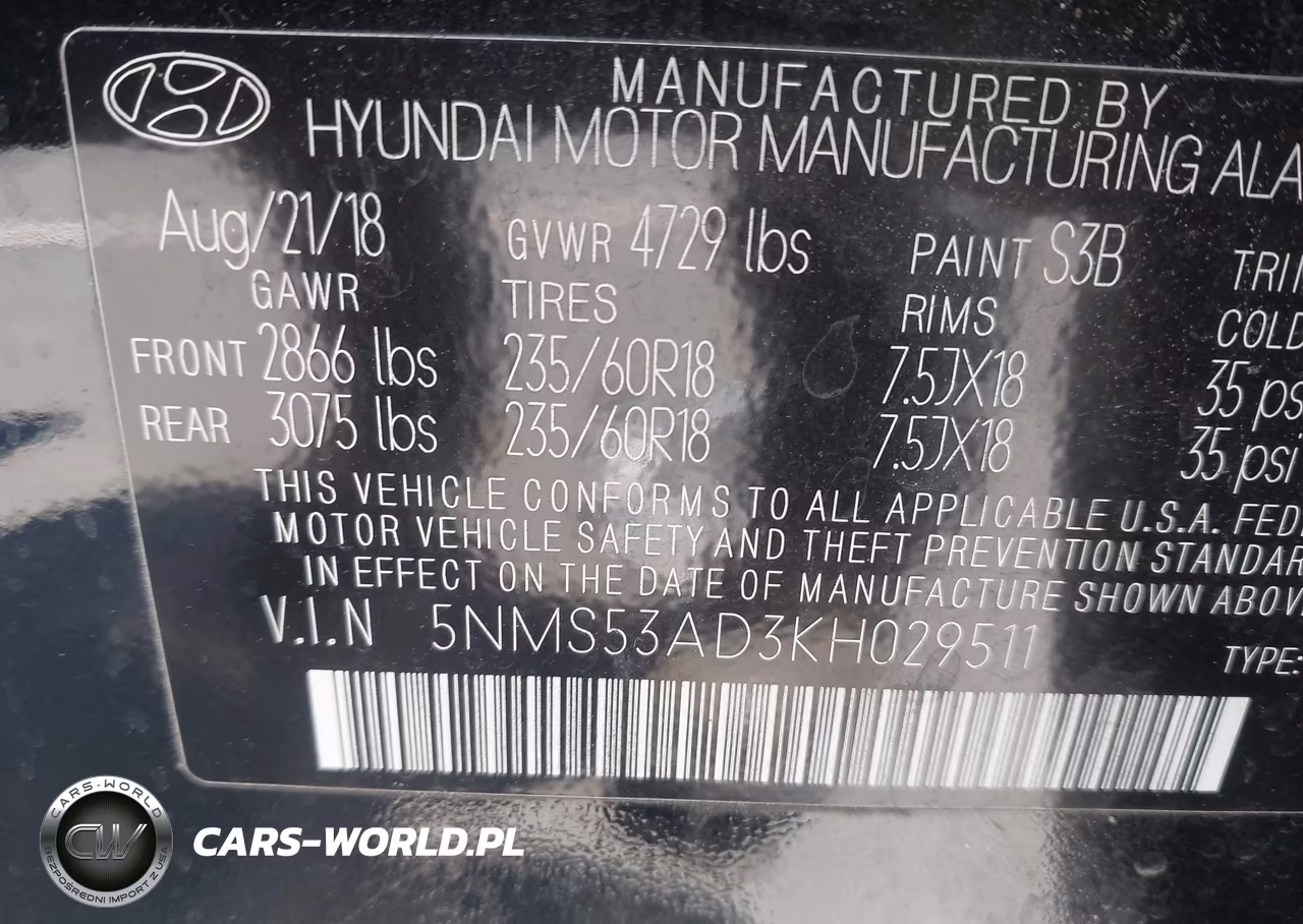 2019 Hyundai Santa Fe Ultimate VIN:5NMS53AD3KH029511 - 9