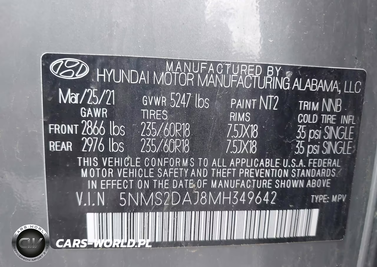 2021 Hyundai Santa Fe Sel VIN:5NMS2DAJ8MH349642 - 9
