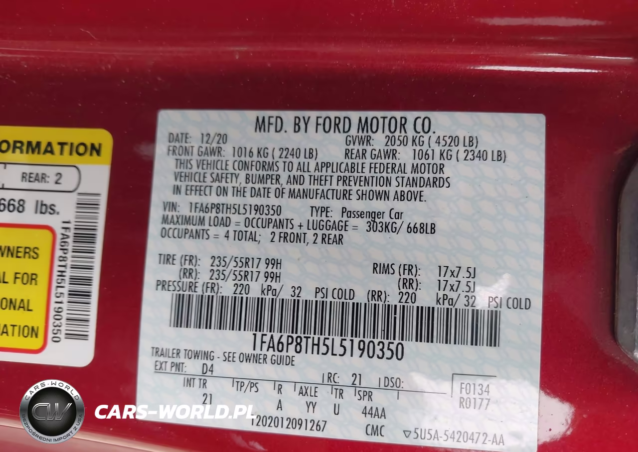 2020 Ford Mustang Ecoboost Fastback VIN:1FA6P8TH5L5190350 - 9