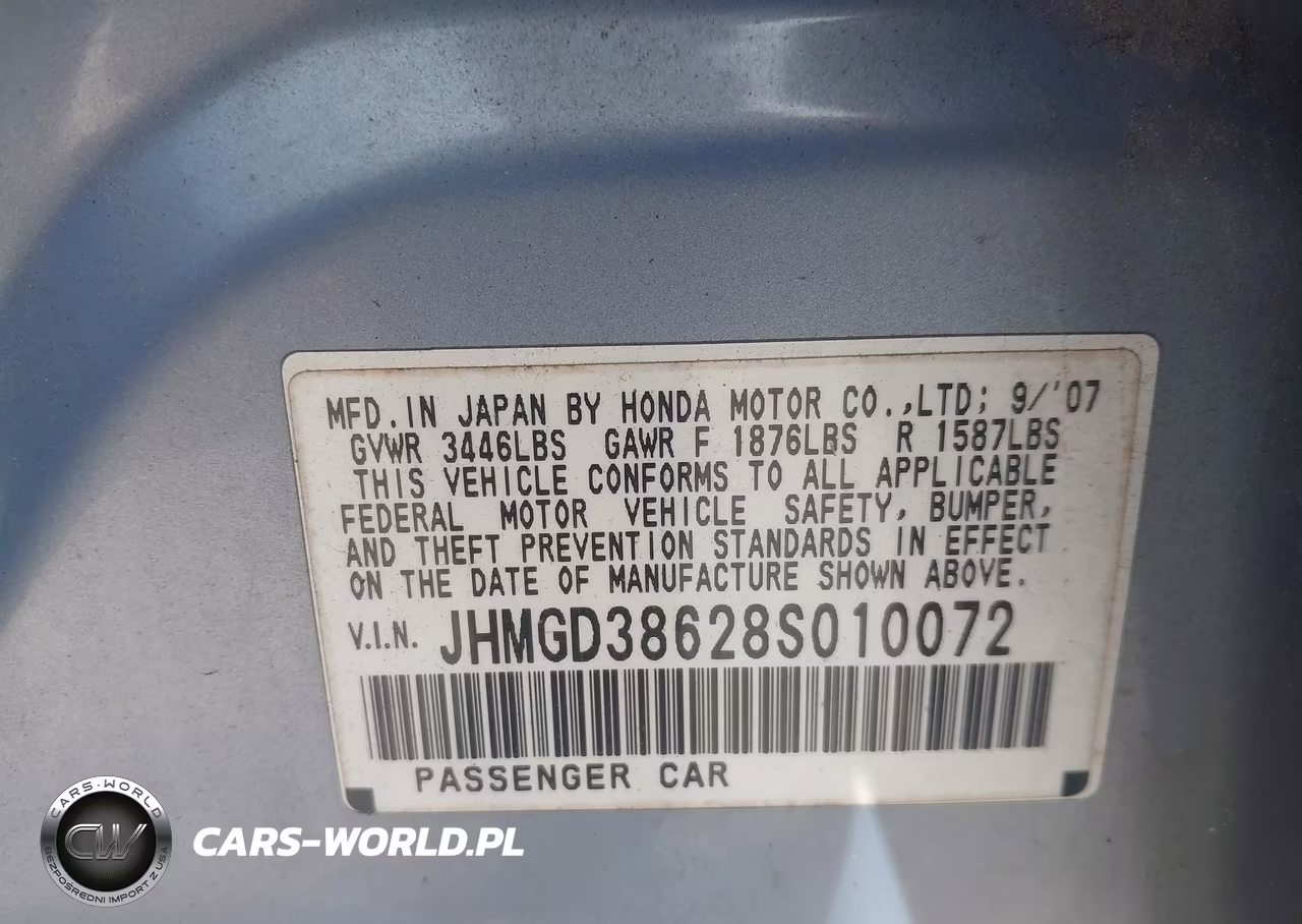 2008 Honda Fit Sport VIN:JHMGD38628S010072 - 9