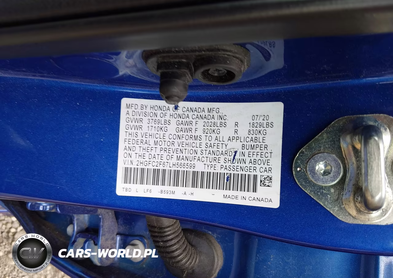 2020 Honda Civic Lx VIN:2HGFC2F67LH566599 - 9