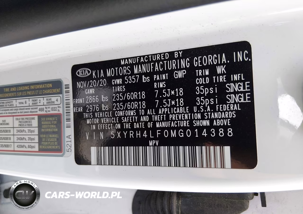 2021 Kia Sorento Ex VIN:5XYRH4LF0MG014388 - 9