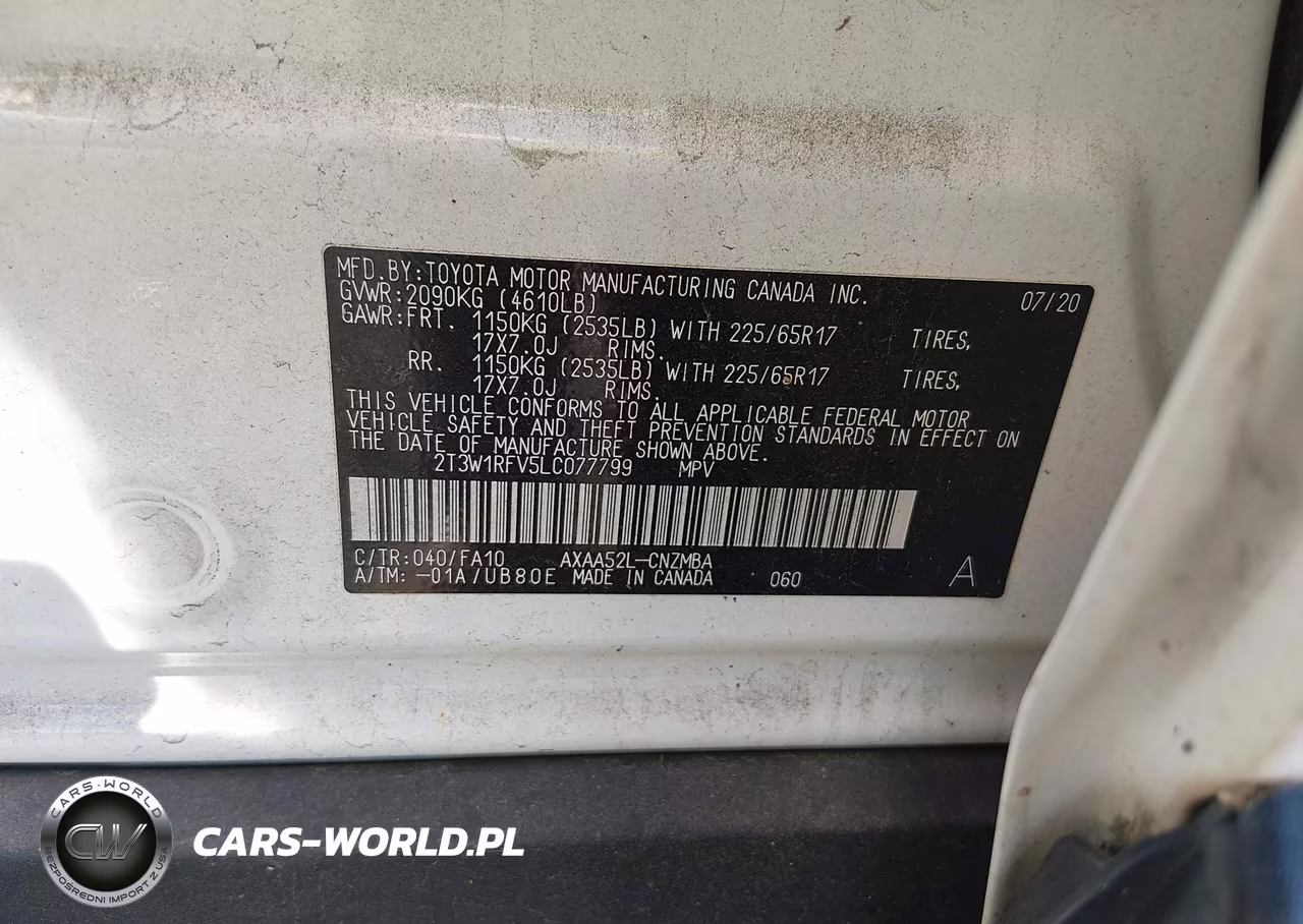 2020 Toyota Rav4 Xle VIN:2T3W1RFV5LC077799 - 9