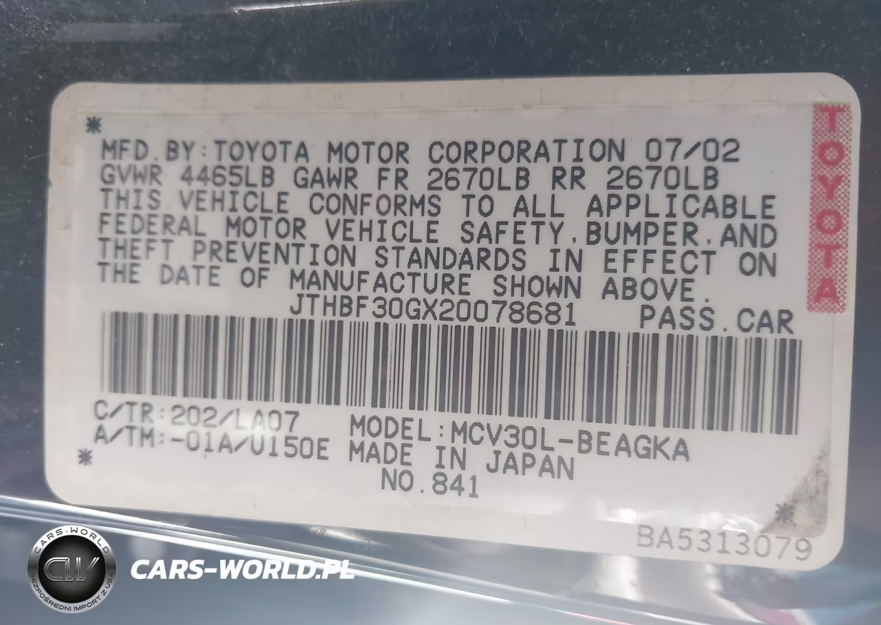 2002 Lexus Es 300 VIN:JTHBF30GX20078681 - 9