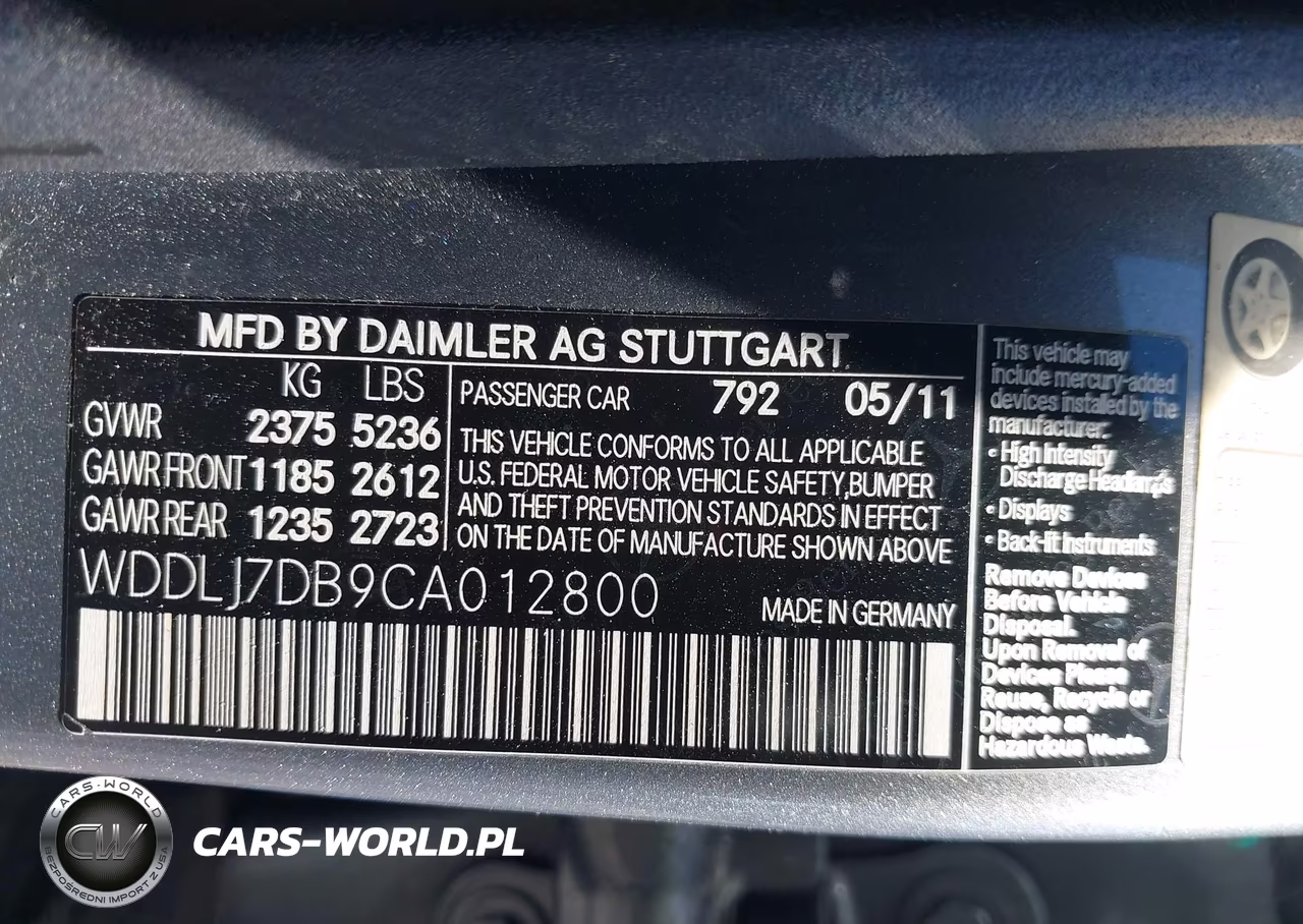 2012 Mercedes-Benz Cls 550 VIN:WDDLJ7DB9CA012800 - 9