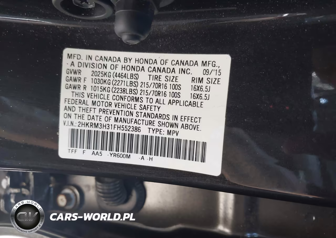 2015 Honda Cr-V Lx VIN:2HKRM3H31FH552386 - 9
