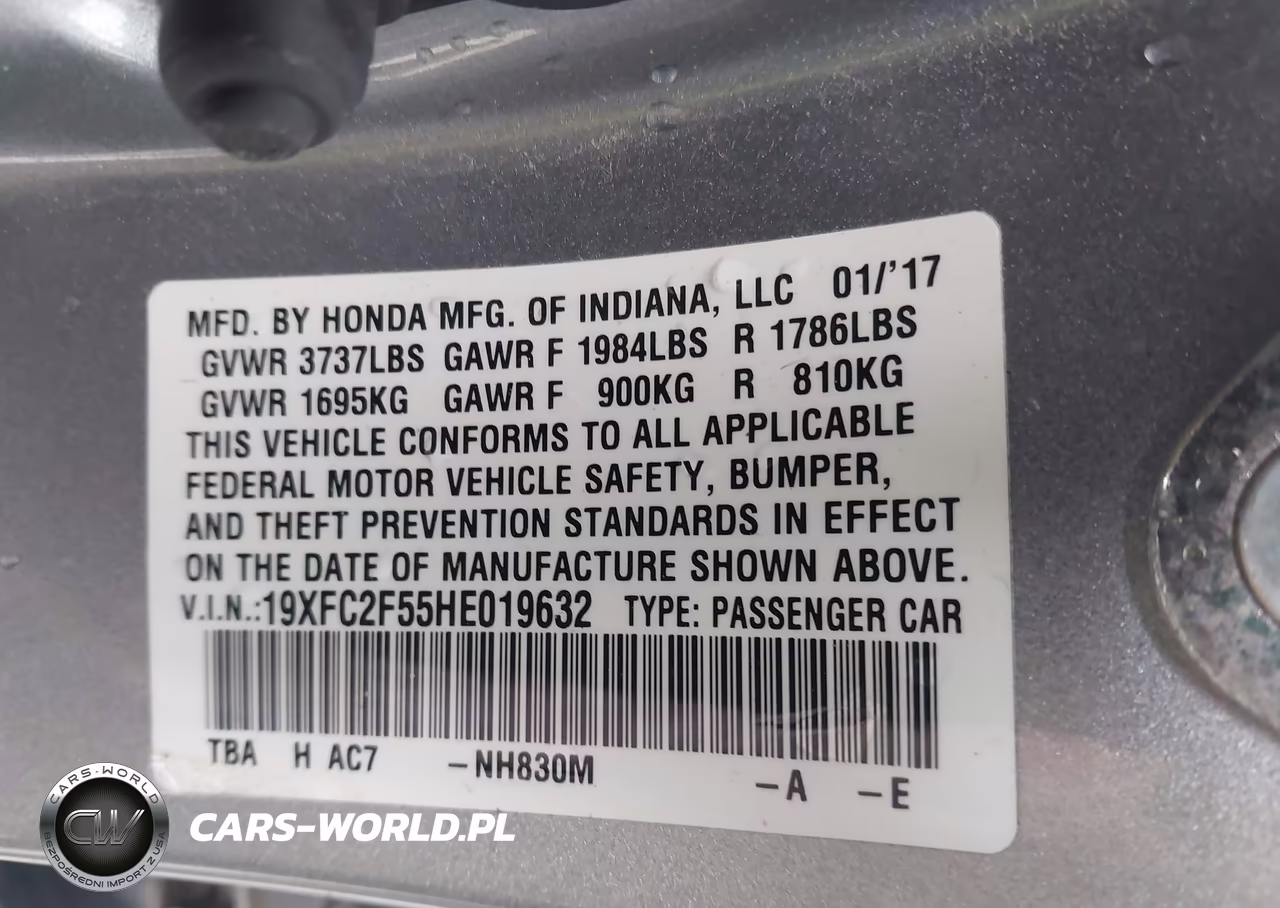 2017 Honda Civic Lx VIN:19XFC2F55HE019632 - 9
