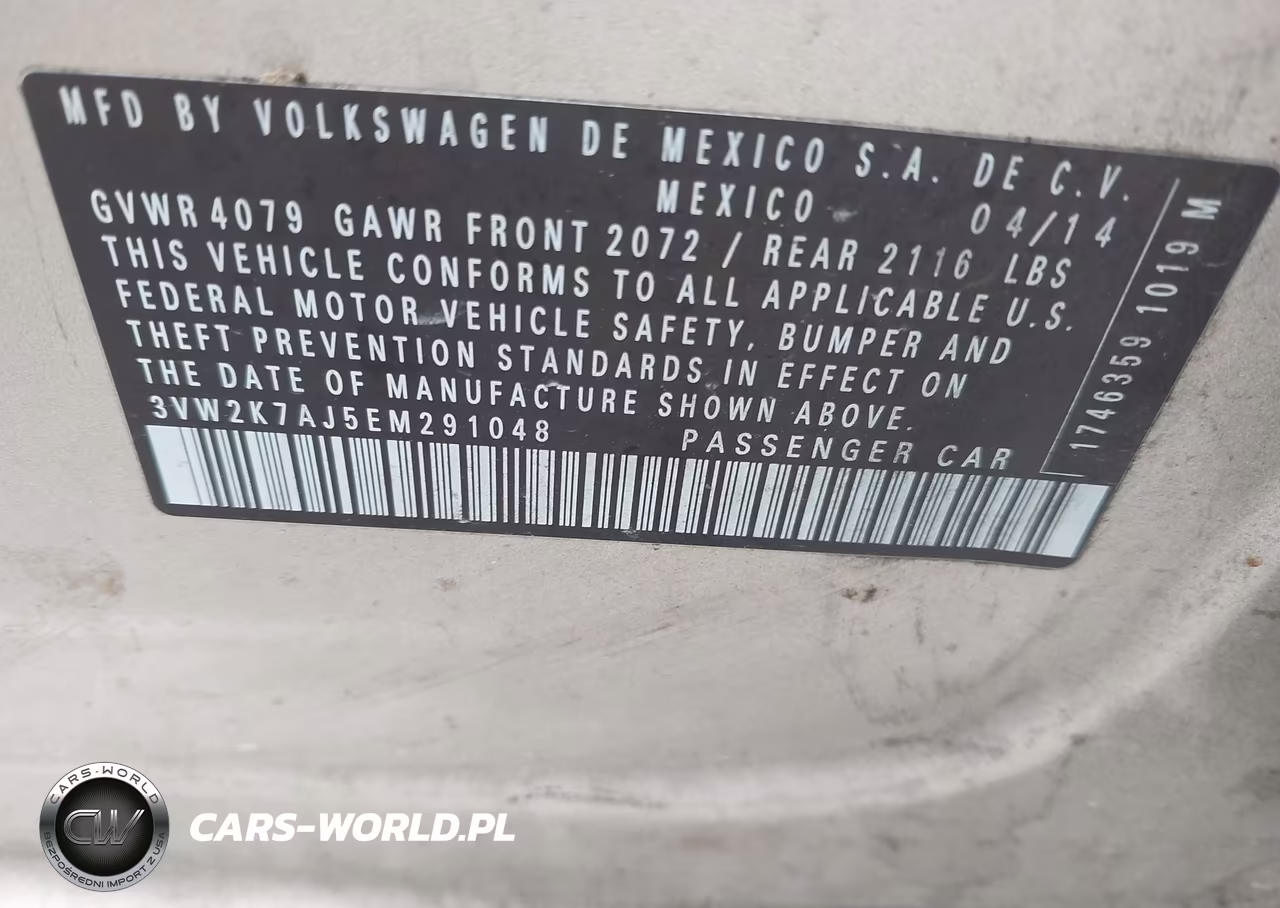 2014 Volkswagen Jetta 2.0L S VIN:3VW2K7AJ5EM291048 - 9