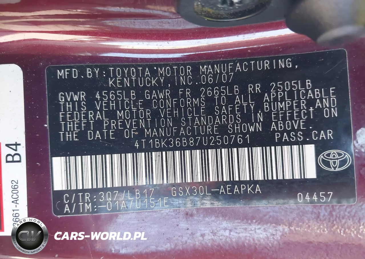 2007 Toyota Avalon Limited VIN:4T1BK36B87U250761 - 9