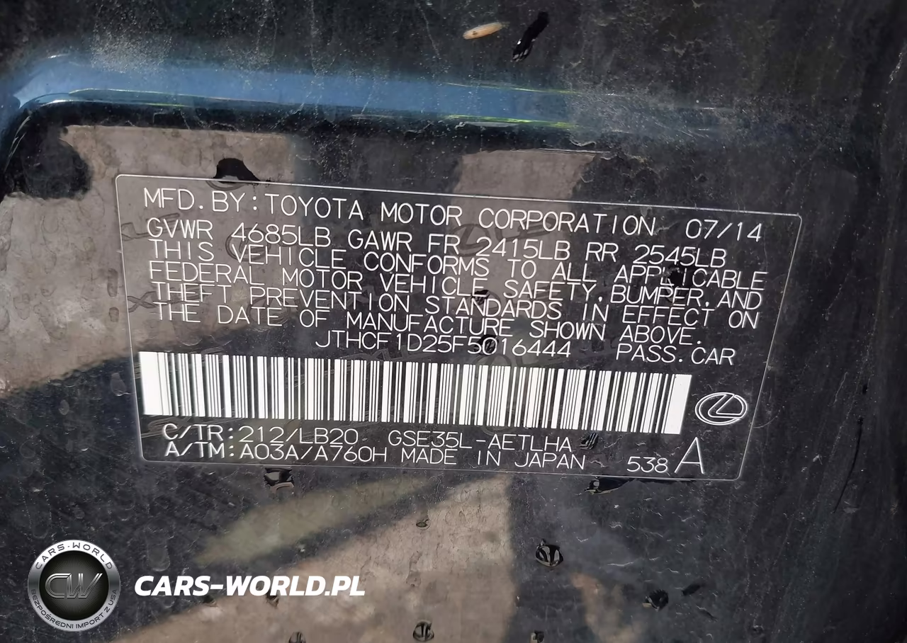 2015 Lexus Is 250 VIN:JTHCF1D25F5016444 - 9