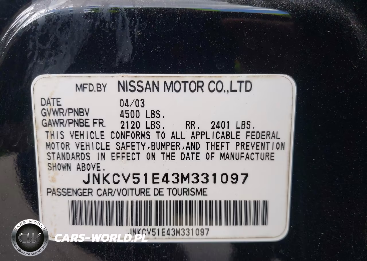 2003 Infiniti G35 Luxury Leather VIN:JNKCV51E43M331097 - 9