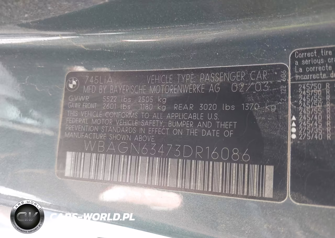 2003 BMW 745Li VIN:WBAGN63473DR16086 - 9