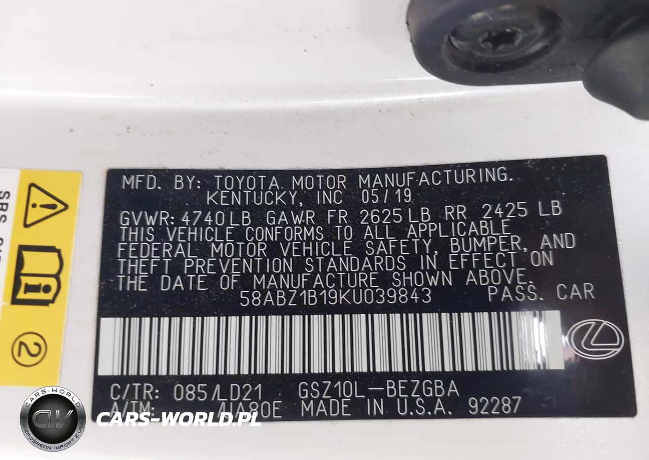 2019 Lexus Es 350 VIN:58ABZ1B19KU039843 - 9