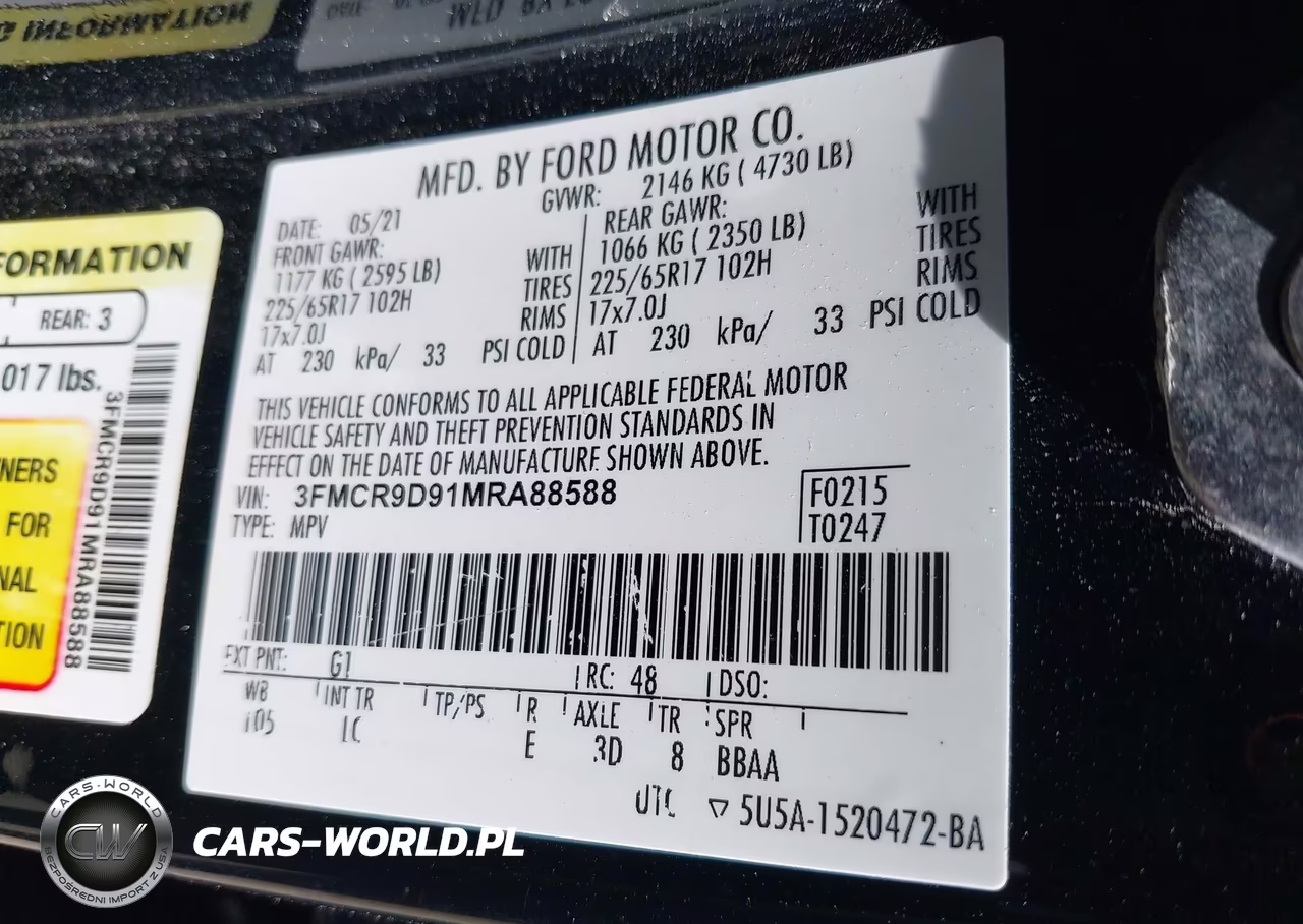 2021 Ford Bronco Sport Badlands VIN:3FMCR9D91MRA88588 - 9