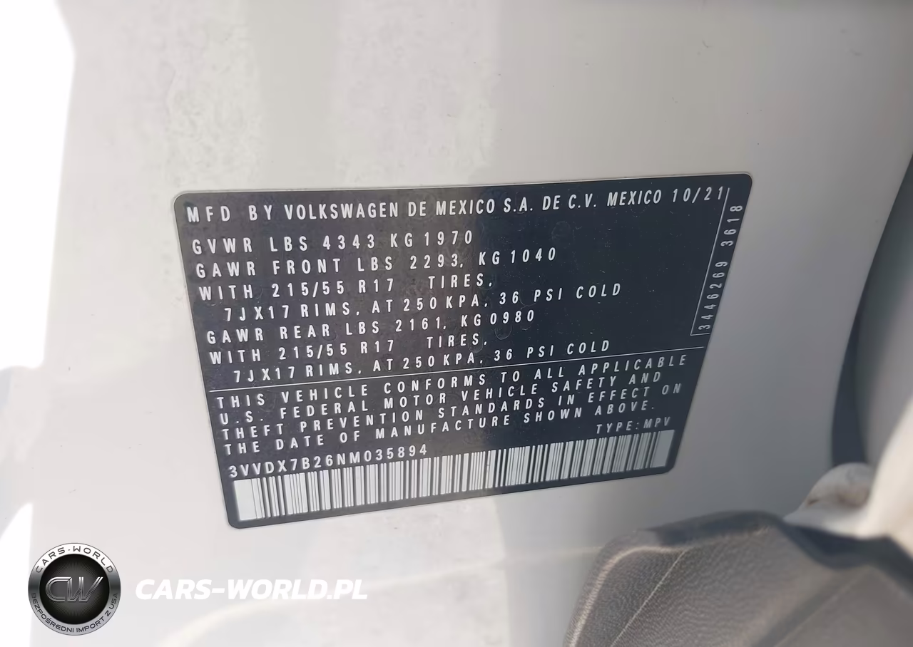 2022 Volkswagen Taos 1.5T S VIN:3VVDX7B26NM035894 - 9