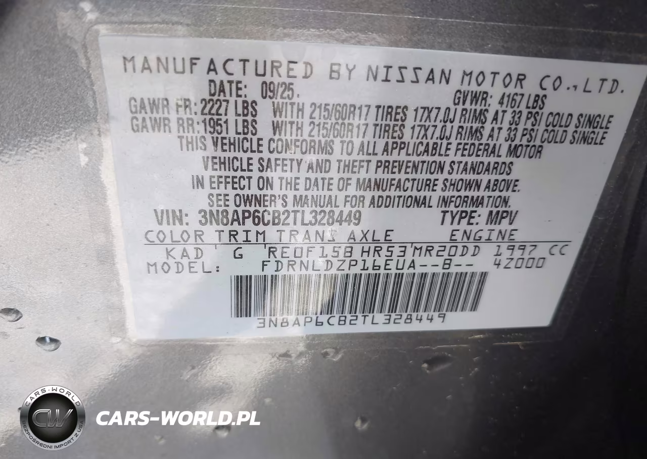 2026 Nissan Kicks Sv VIN:3N8AP6CB2TL328449 - 9
