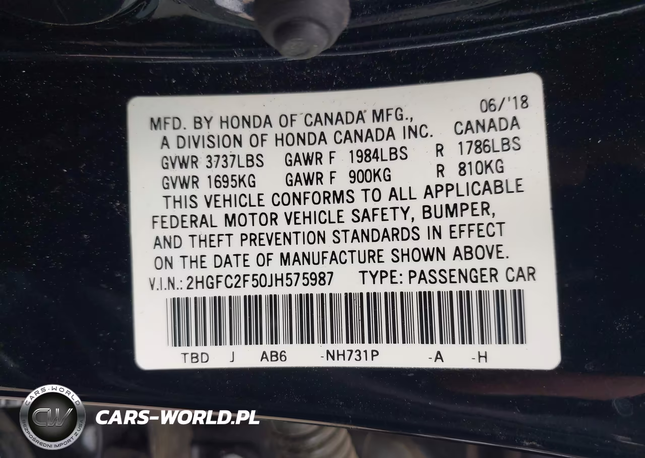 2018 Honda Civic Lx VIN:2HGFC2F50JH575987 - 9