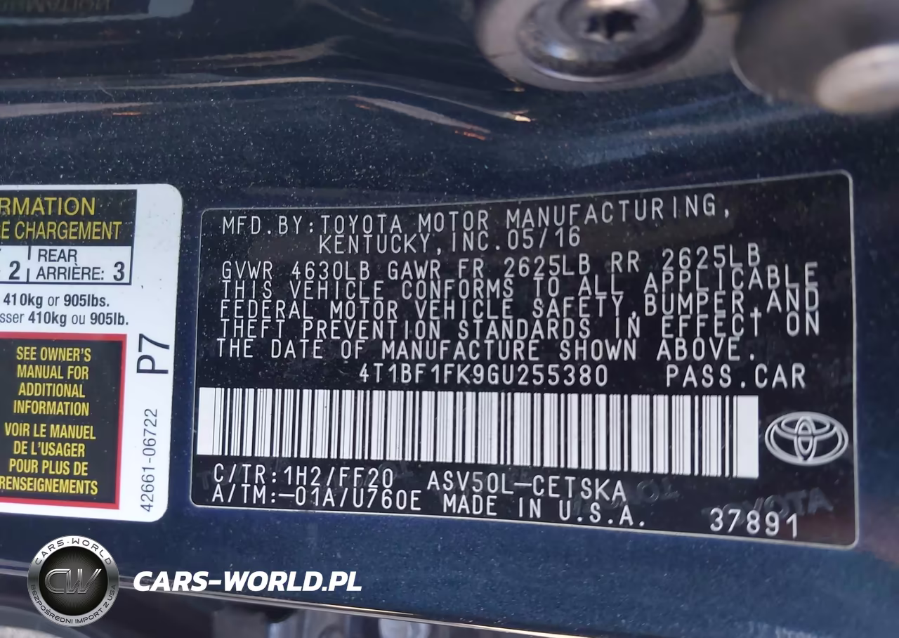 2016 Toyota Camry Se VIN:4T1BF1FK9GU255380 - 9