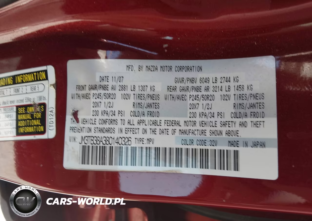 2008 Mazda Cx-9 Grand Touring VIN:JM3TB38A380140326 - 9
