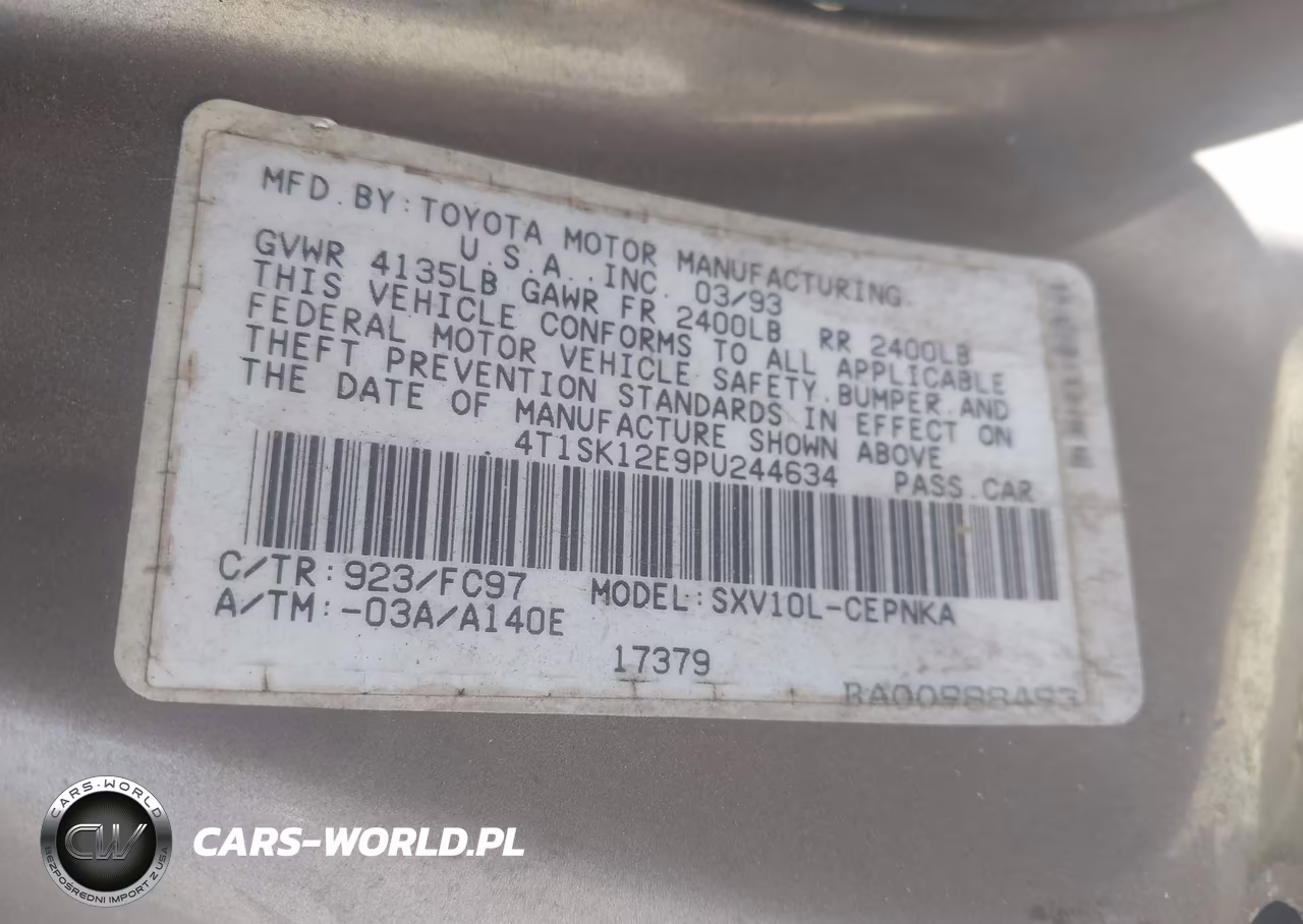 1993 Toyota Camry Le VIN:4T1SK12E9PU244634 - 9