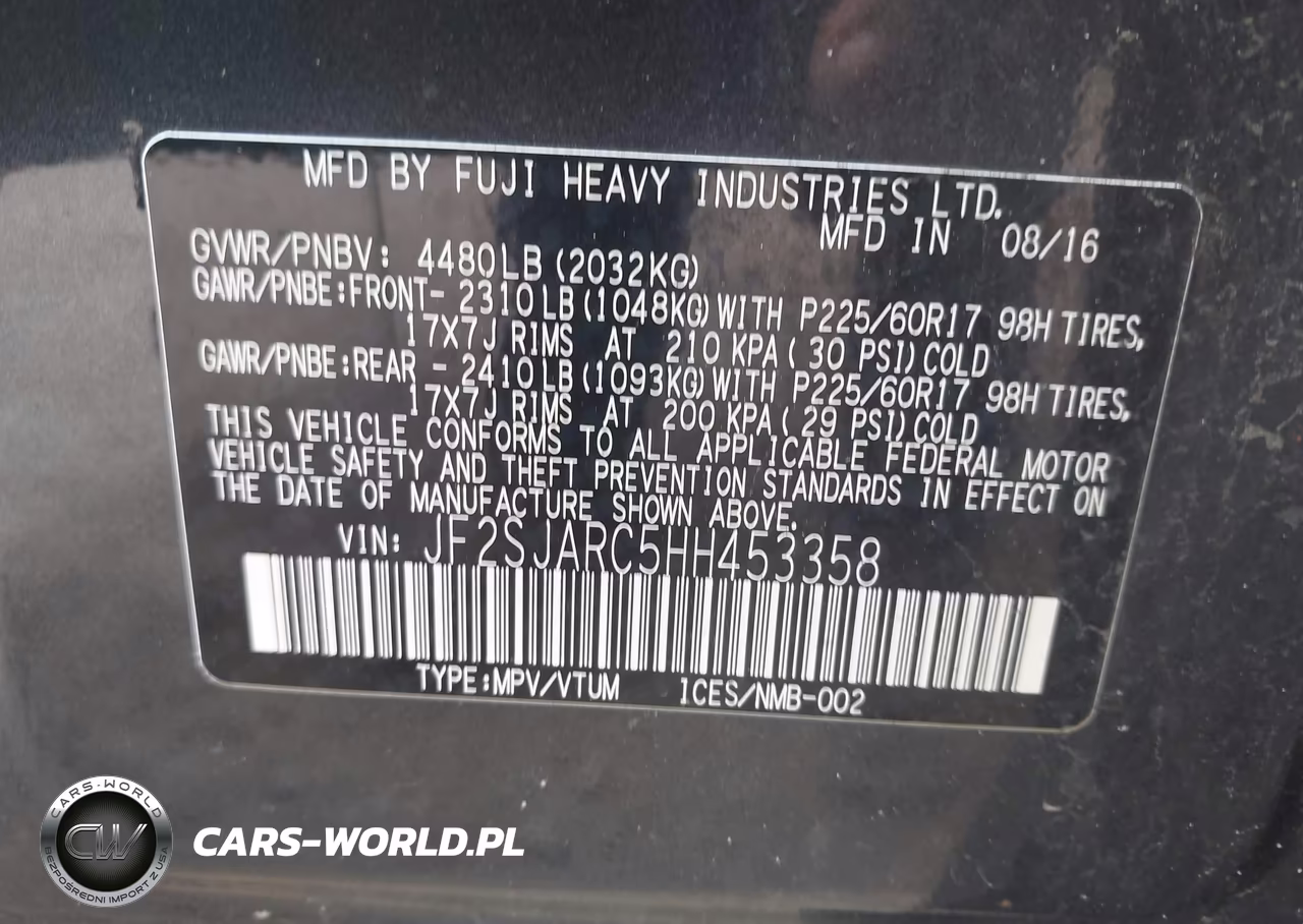 2017 Subaru Forester 2.5I Limited VIN:JF2SJARC5HH453358 - 9