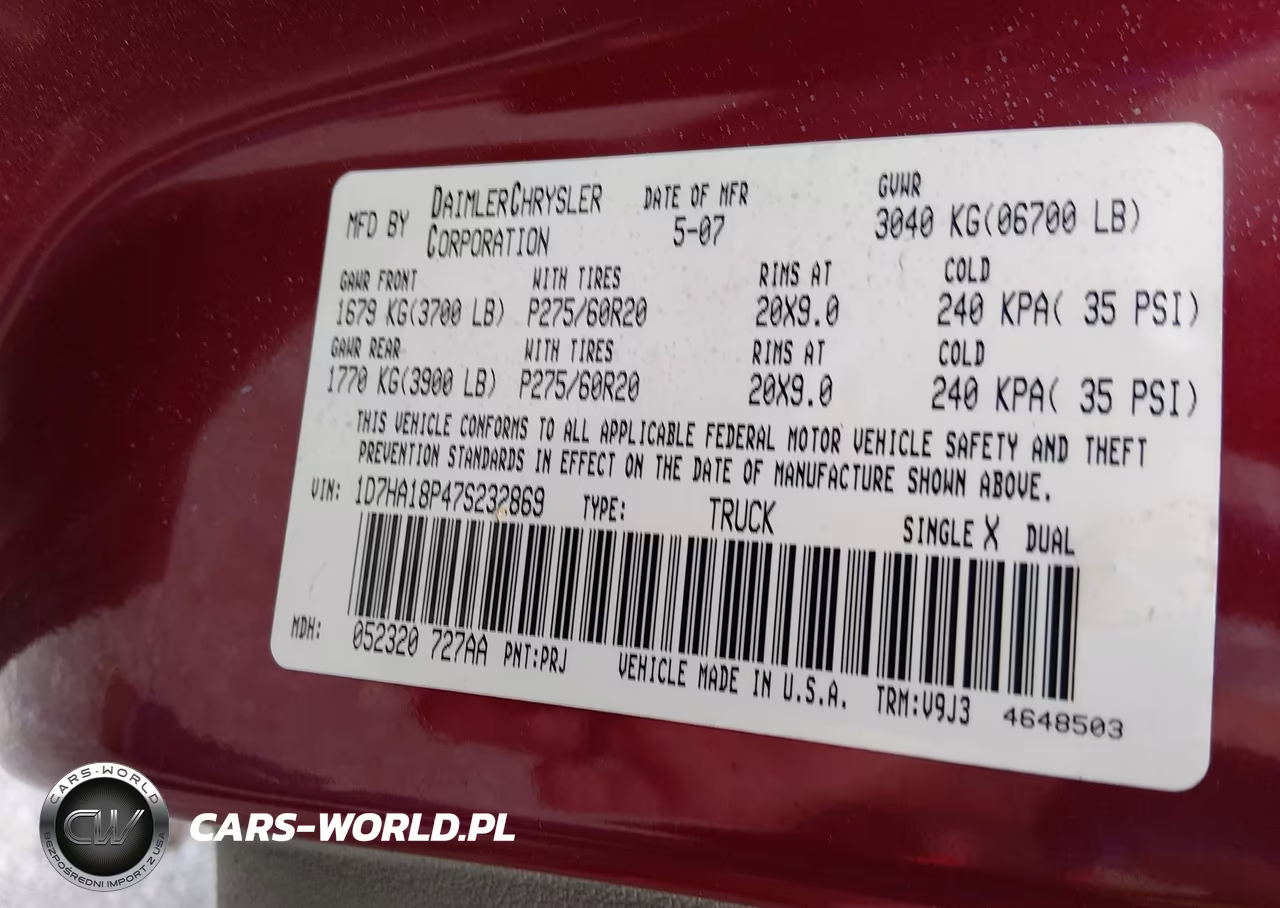 2007 Dodge Ram 1500 Slt VIN:1D7HA18P47S232869 - 9