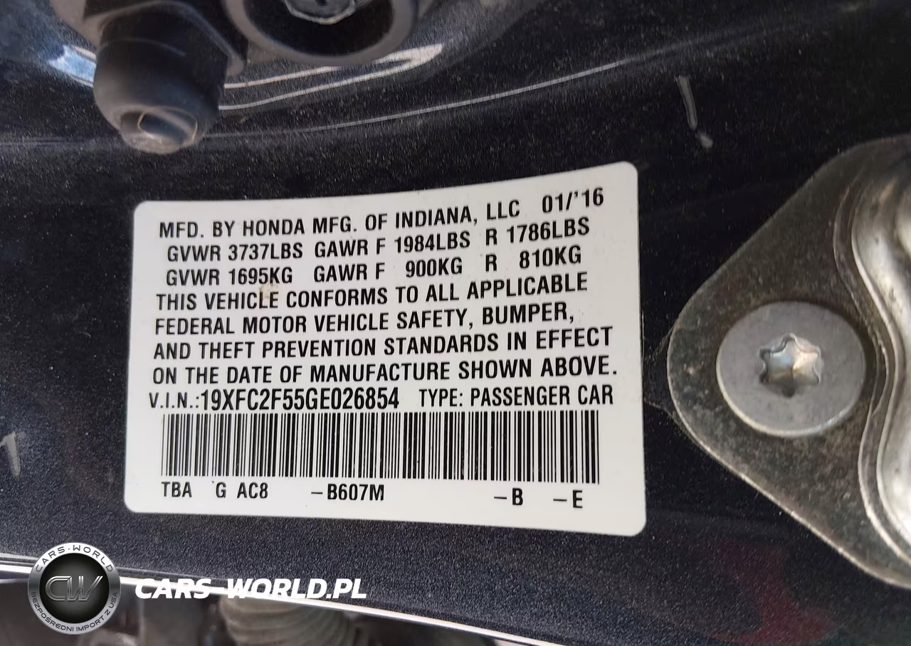 2016 Honda Civic Lx VIN:19XFC2F55GE026854 - 9