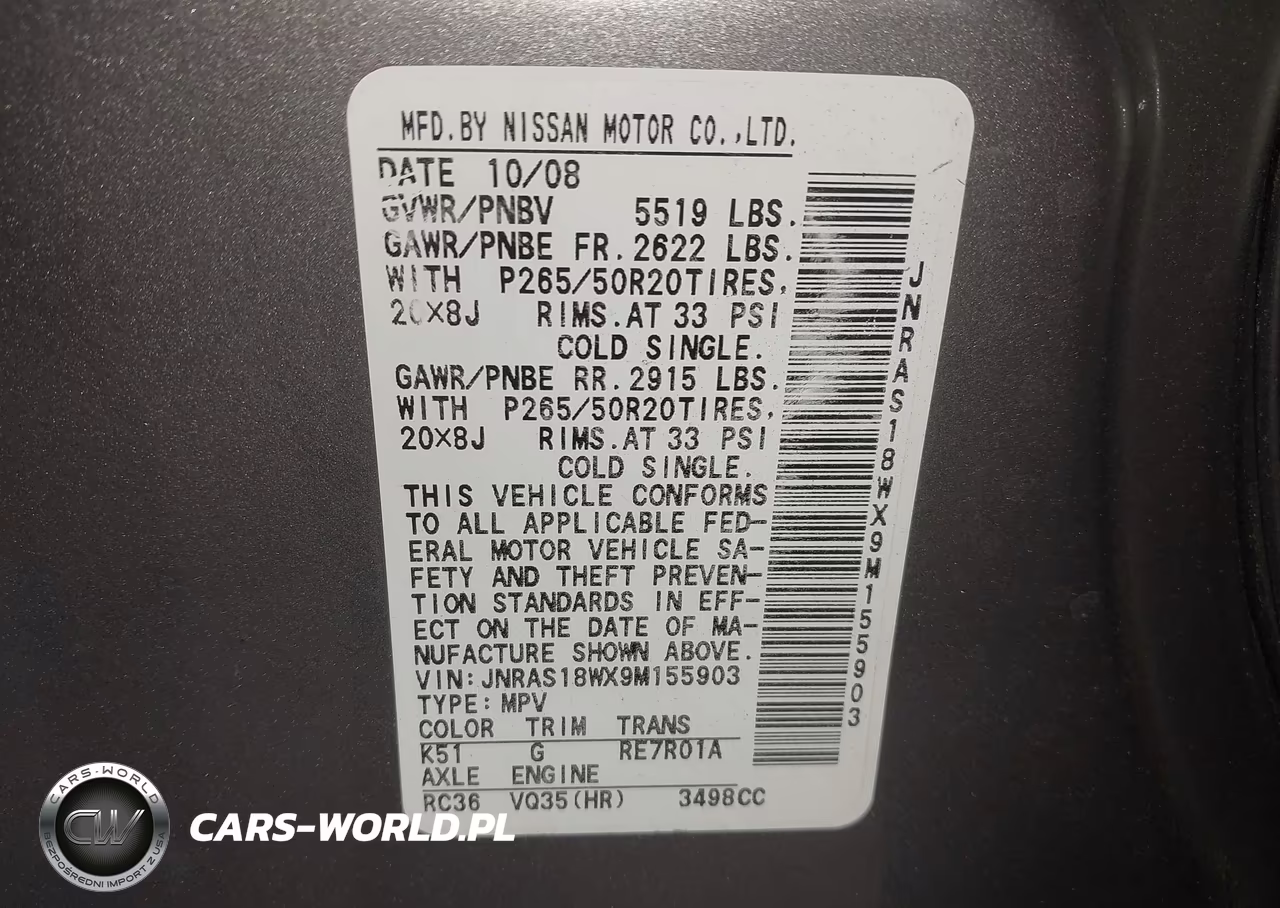 2009 Infiniti Fx35 VIN:JNRAS18WX9M155903 - 9