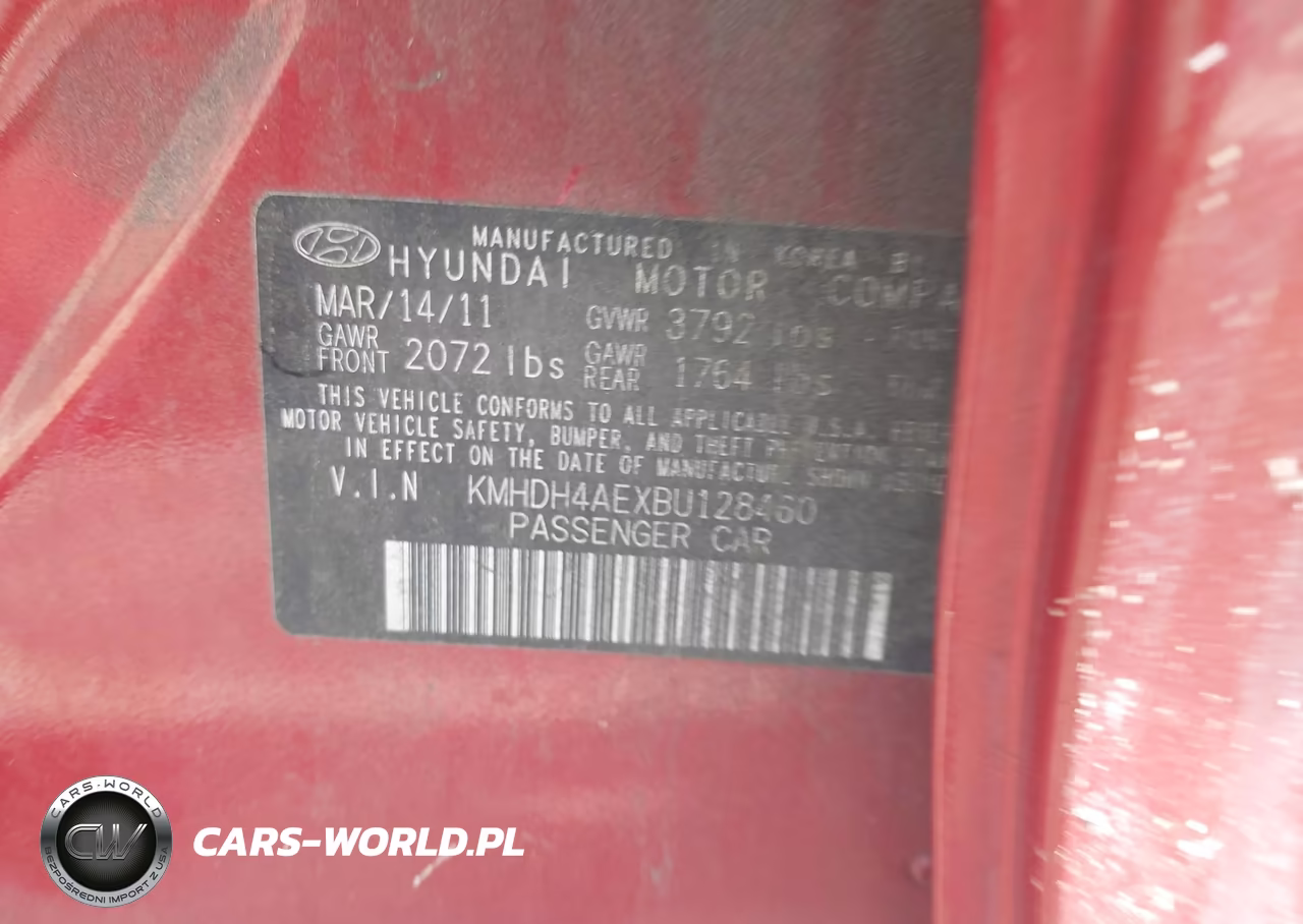 2011 Hyundai Elantra Gls (Ulsan Plant) VIN:KMHDH4AEXBU128460 - 9