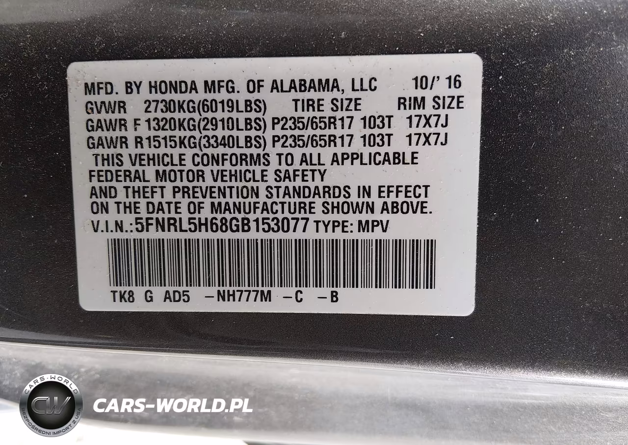 2016 Honda Odyssey Ex-L VIN:5FNRL5H68GB153077 - 9