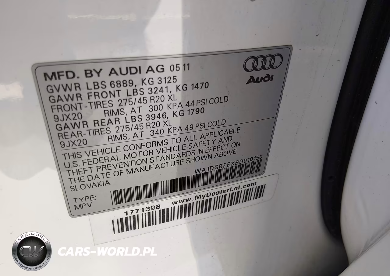 2011 Audi Q7 3.0T S Line Prestige VIN:WA1DGBFEXBD010150 - 9