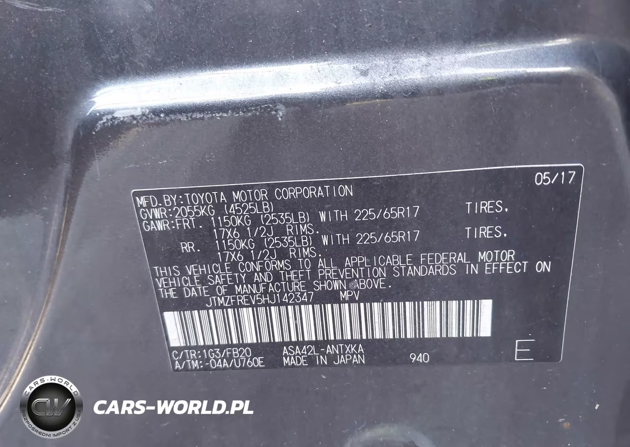 2017 Toyota Rav4 Le VIN:JTMZFREV5HJ142347 - 9