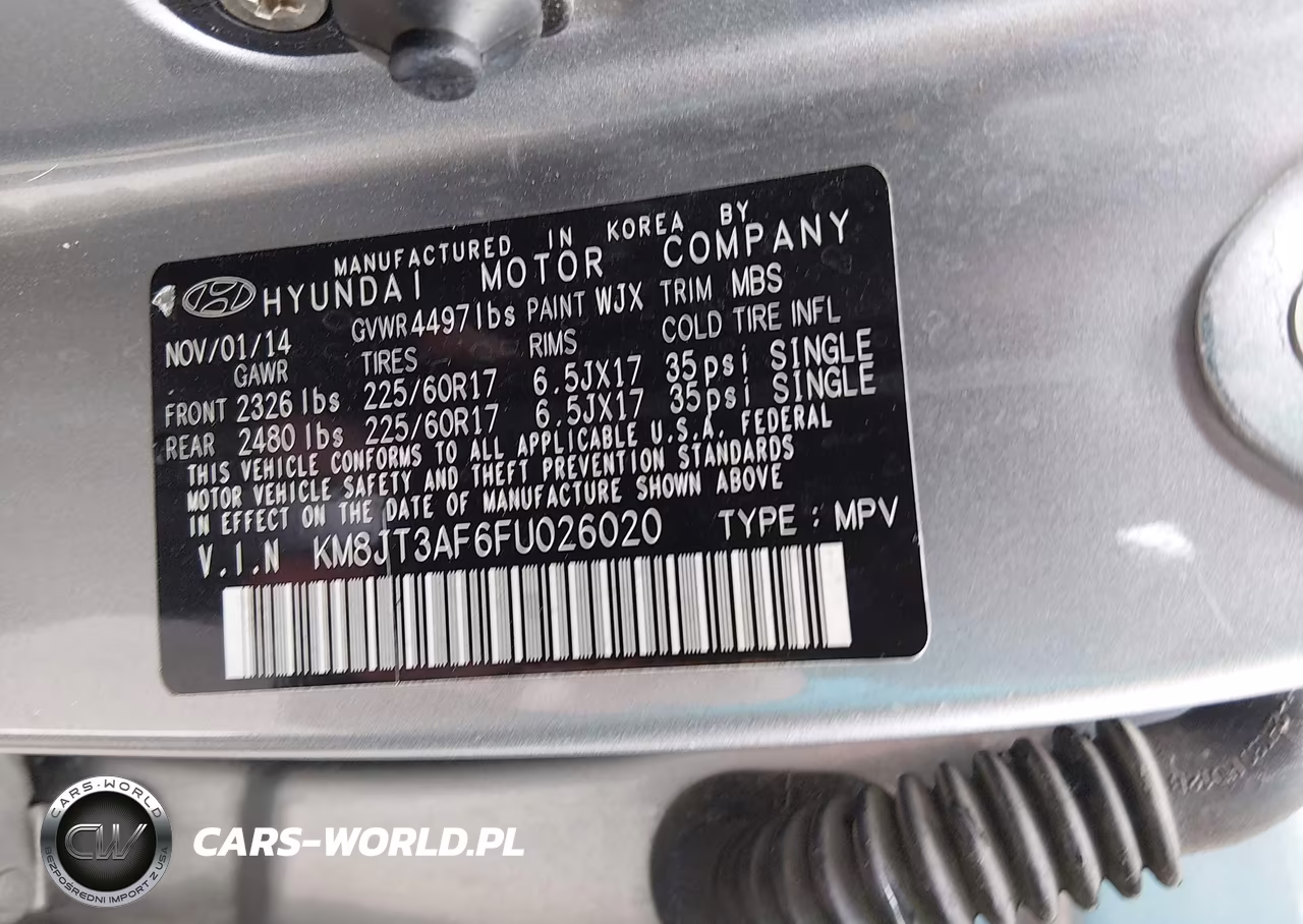 2015 Hyundai Tucson Gls VIN:KM8JT3AF6FU026020 - 9