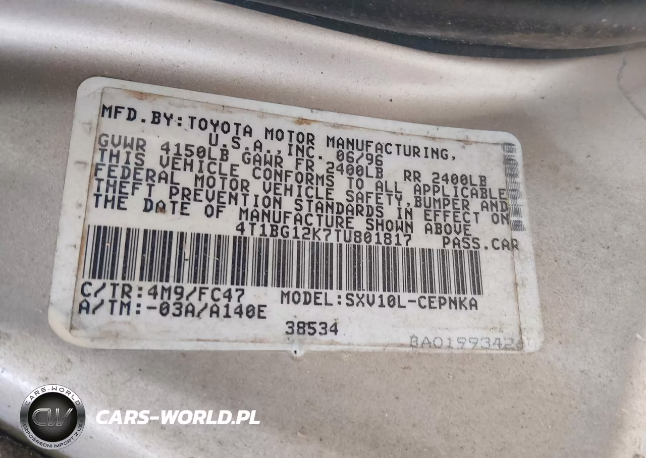 1996 Toyota Camry Dx-Le-Xle VIN:4T1BG12K7TU801817 - 9
