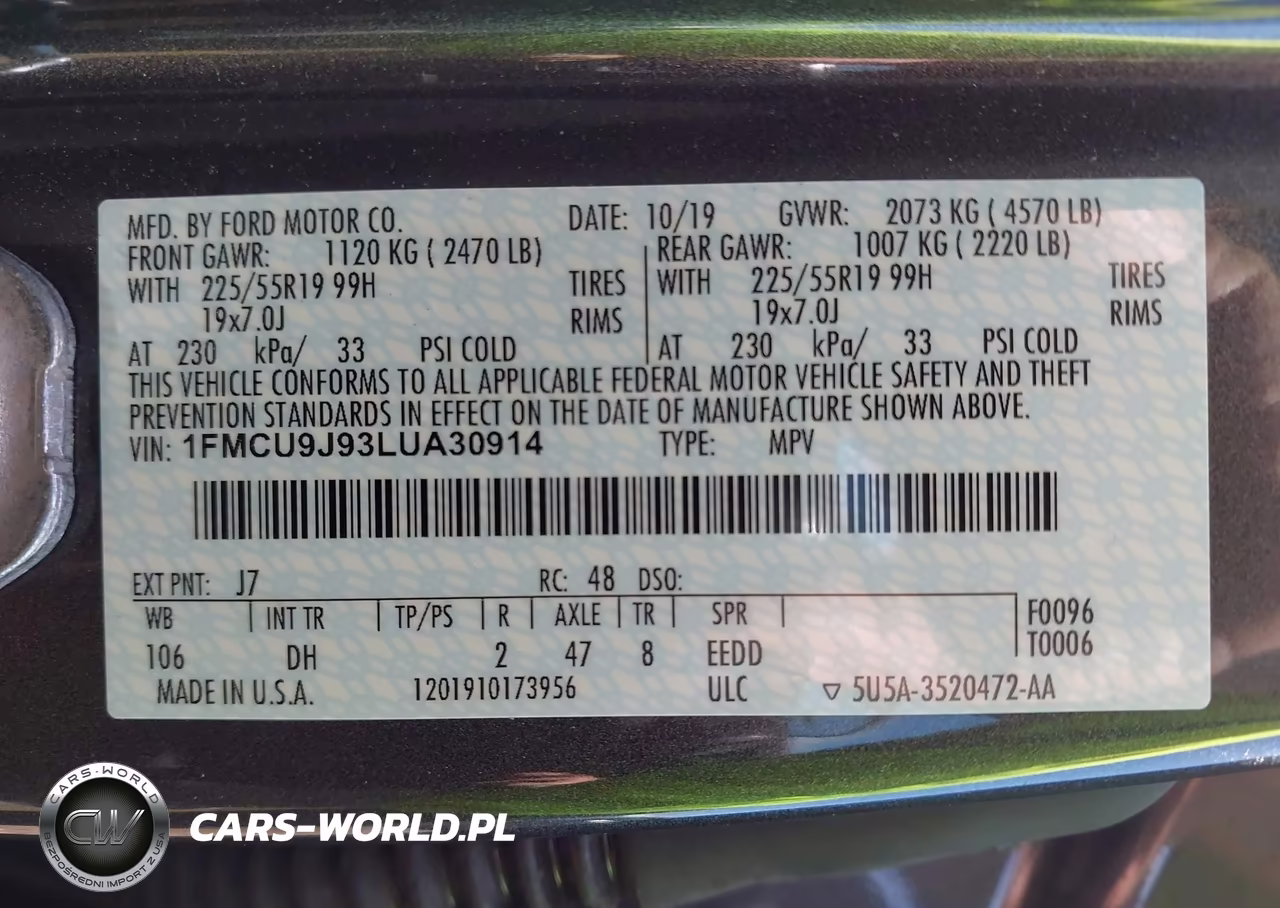 2020 Ford Escape Titanium VIN:1FMCU9J93LUA30914 - 9