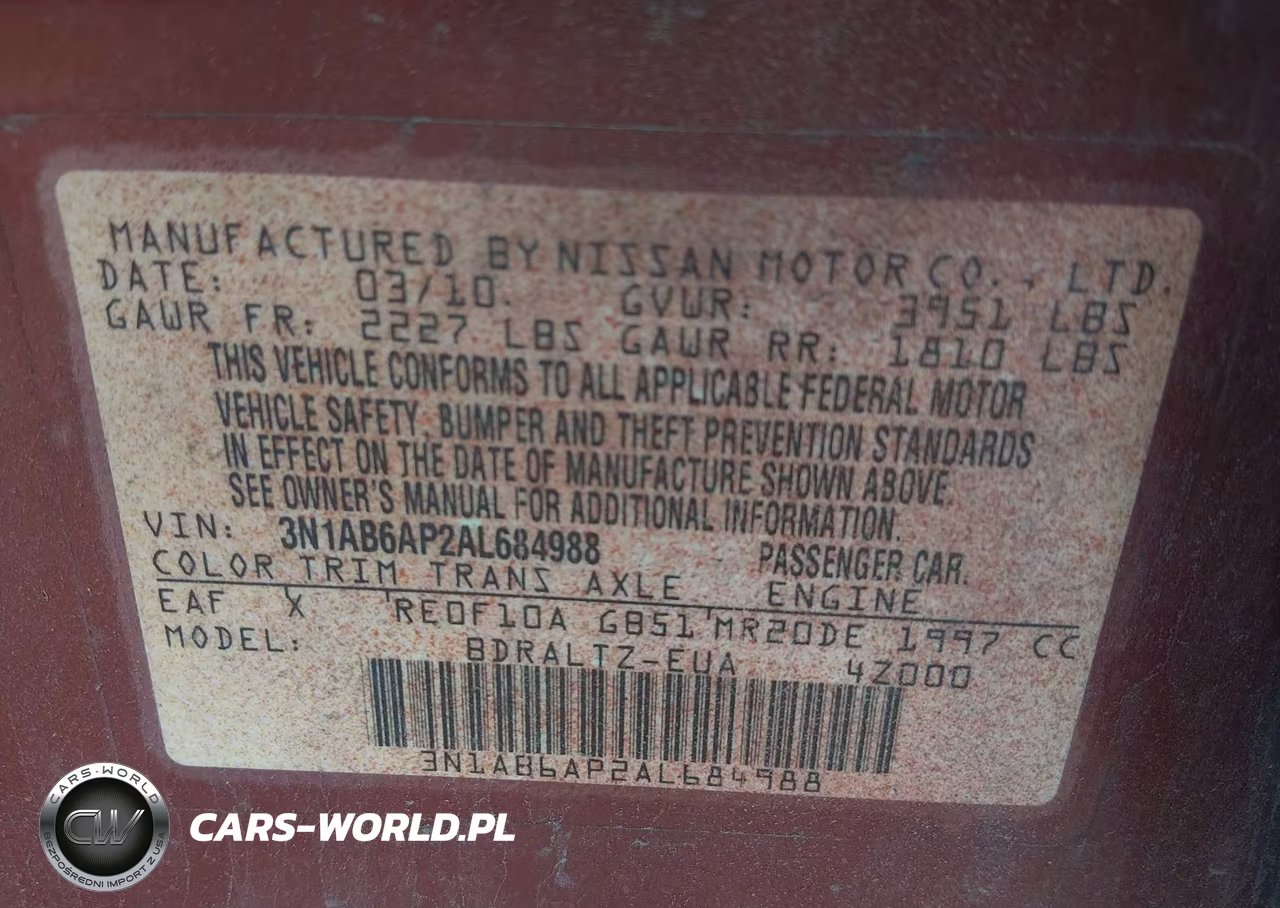 2010 Nissan Sentra 2.0Sr VIN:3N1AB6AP2AL684988 - 9