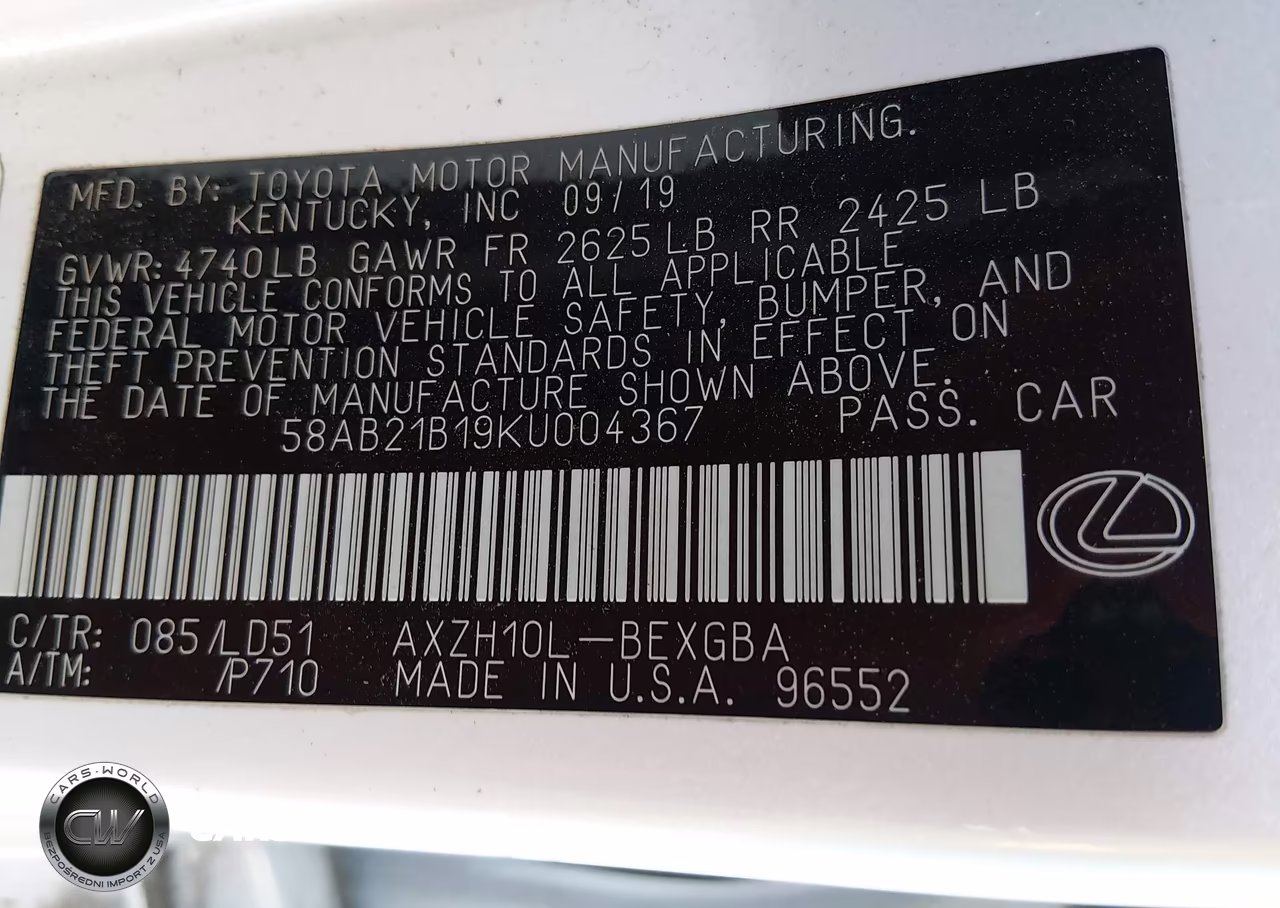 2019 Lexus Es 300H VIN:58AB21B19KU004367 - 9