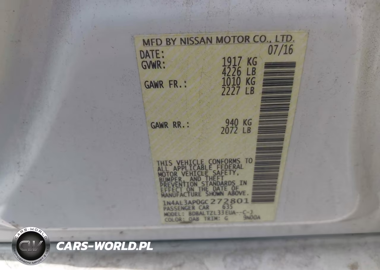 2016 Nissan Altima 2.5 Sl VIN:1N4AL3AP0GC272801 - 9