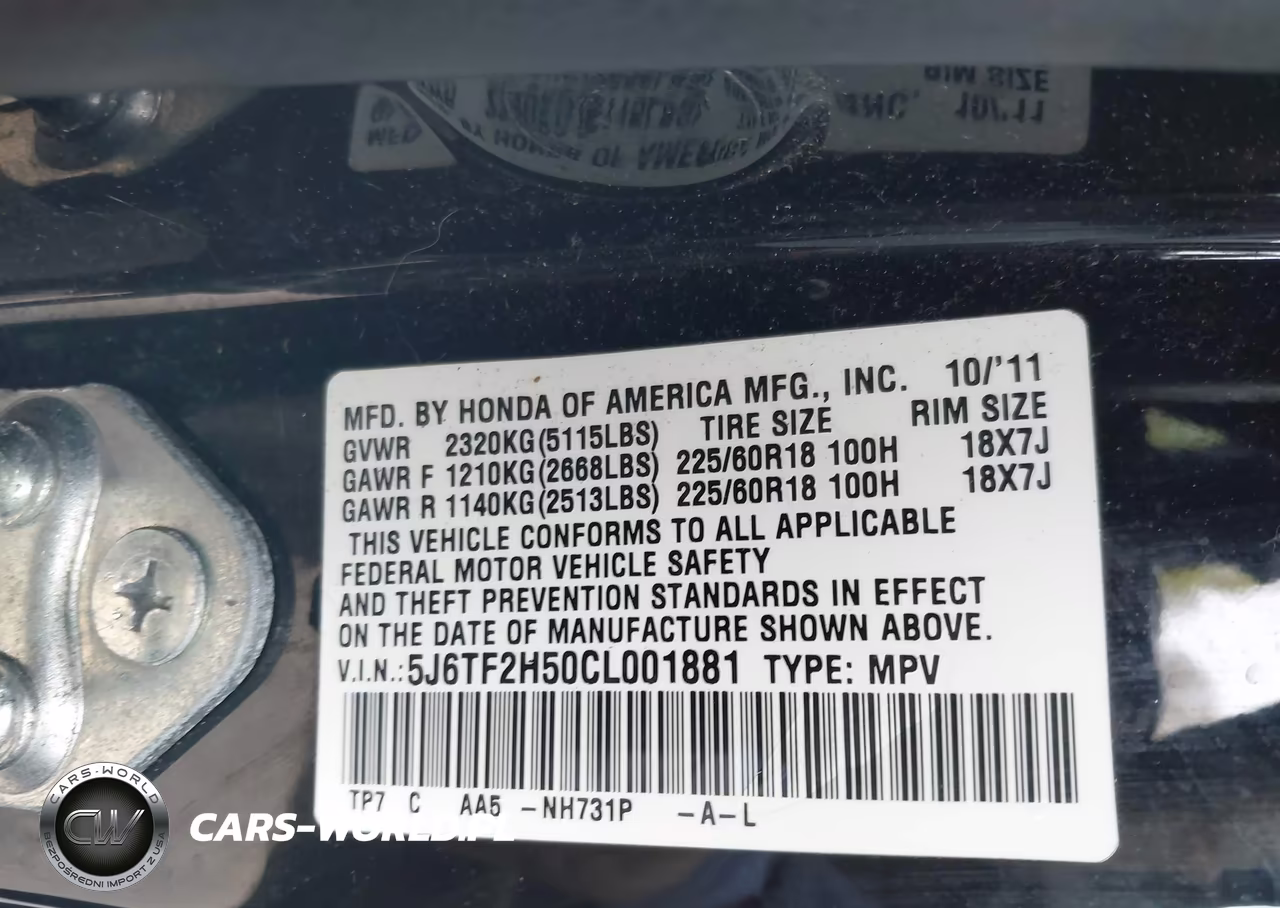 2012 Honda Crosstour Ex-L VIN:5J6TF2H50CL001881 - 9