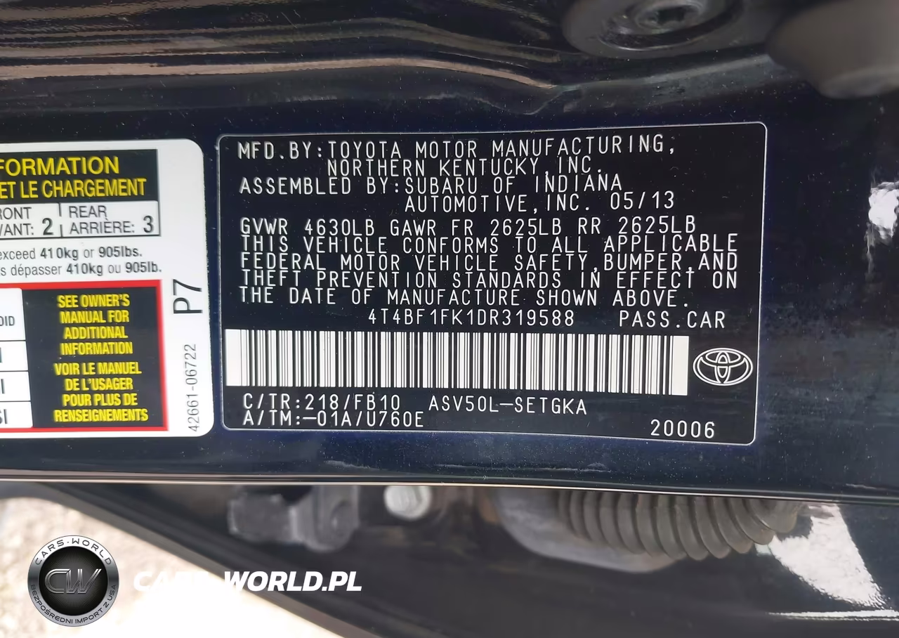 2013 Toyota Camry Xle VIN:4T4BF1FK1DR319588 - 9
