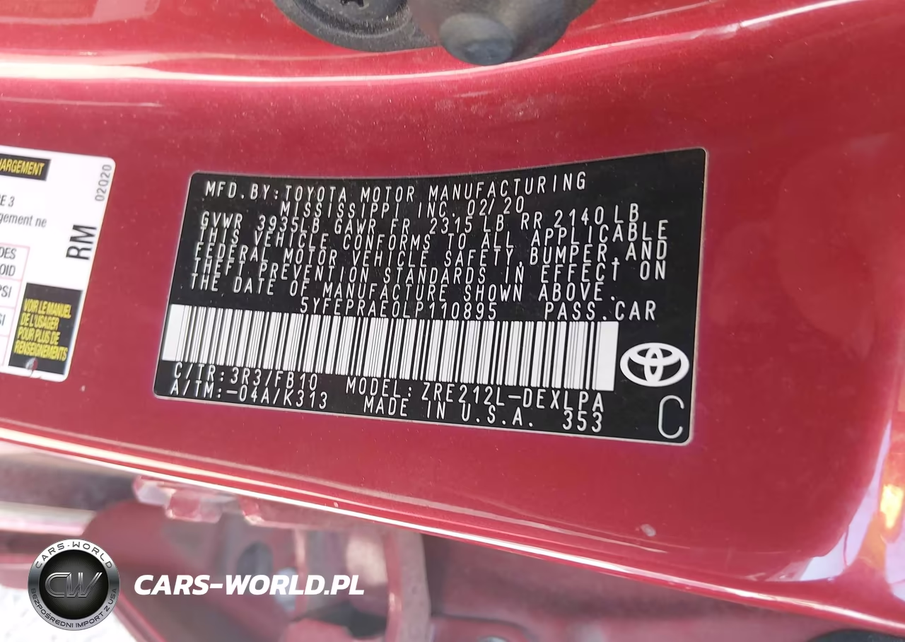 2020 Toyota Corolla Le VIN:5YFEPRAE0LP110895 - 9