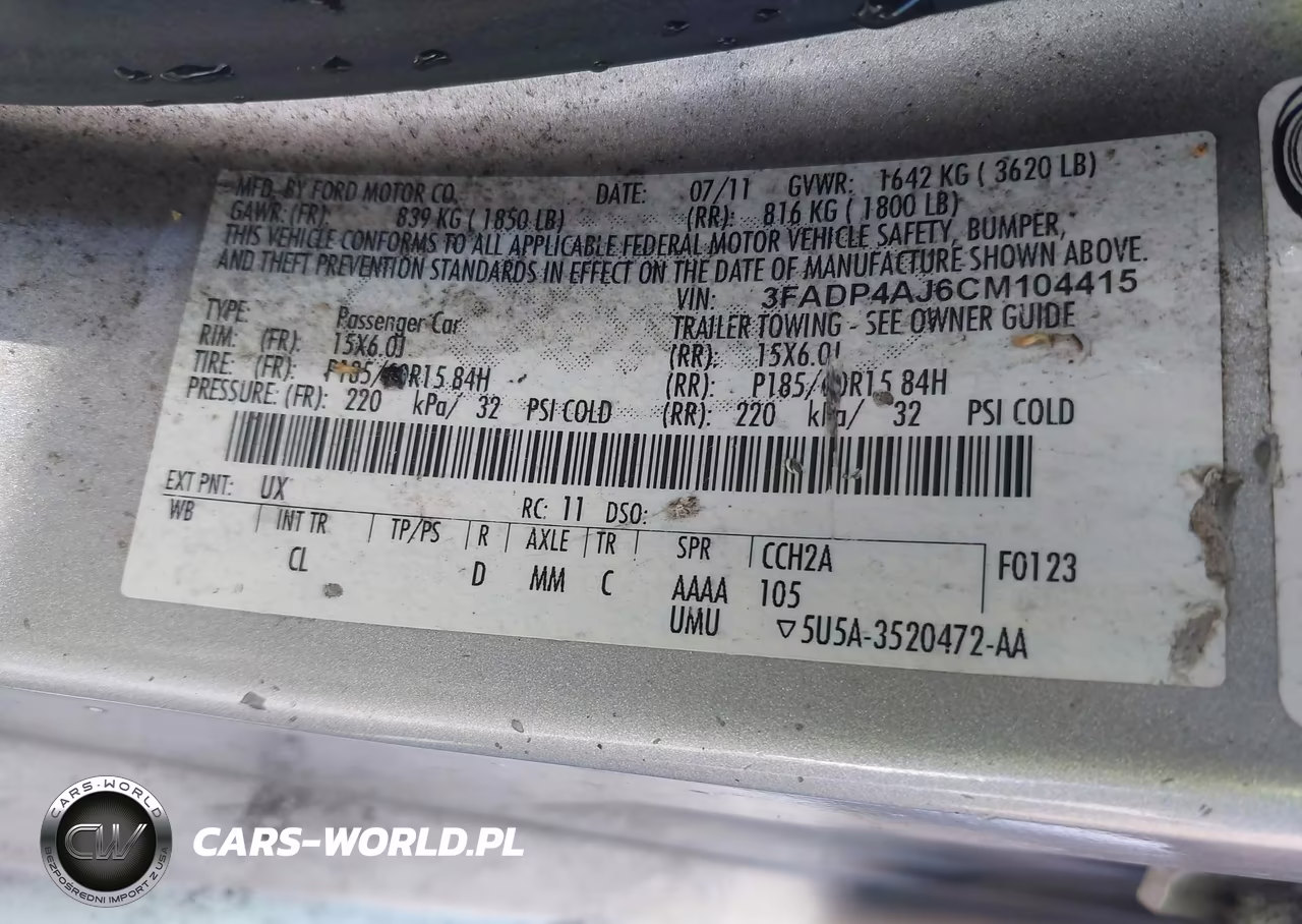 2012 Ford Fiesta S VIN:3FADP4AJ6CM104415 - 9