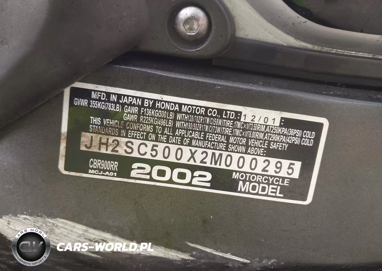 2002 Honda Cbr900 Rr VIN:JH2SC500X2M000295 - 10