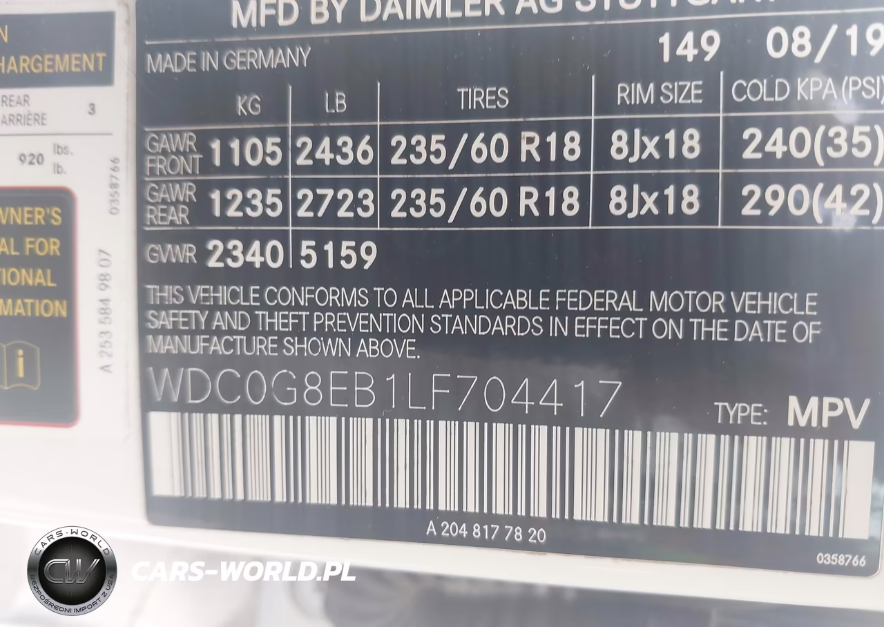 2020 Mercedes-Benz Glc 300 4Matic VIN:WDC0G8EB1LF704417 - 9