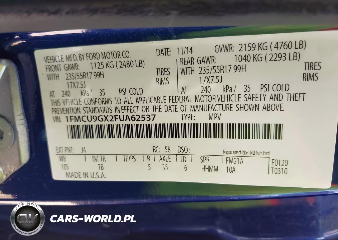 2015 Ford Escape Se VIN:1FMCU9GX2FUA62537 - 9