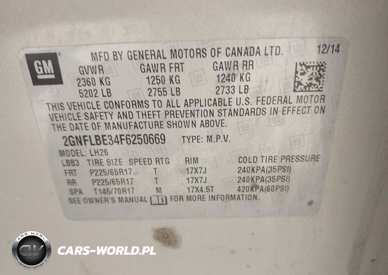 2015 Chevrolet Equinox 1Lt VIN:2GNFLBE34F6250669 - 9
