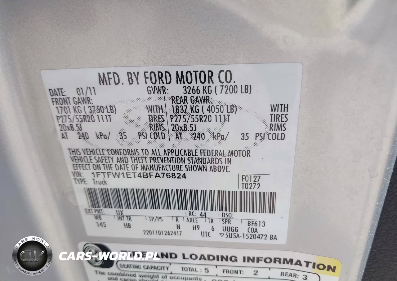 2011 Ford F-150 Lariat VIN:1FTFW1ET4BFA76824 - 9