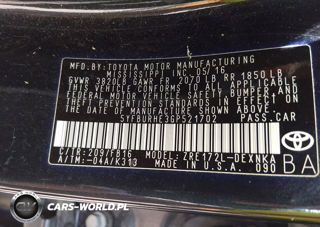 2016 Toyota Corolla Le VIN:5YFBURHE3GP521702 - 9