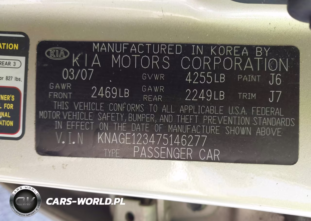 2007 Kia Optima Lx VIN:KNAGE123475146277 - 9